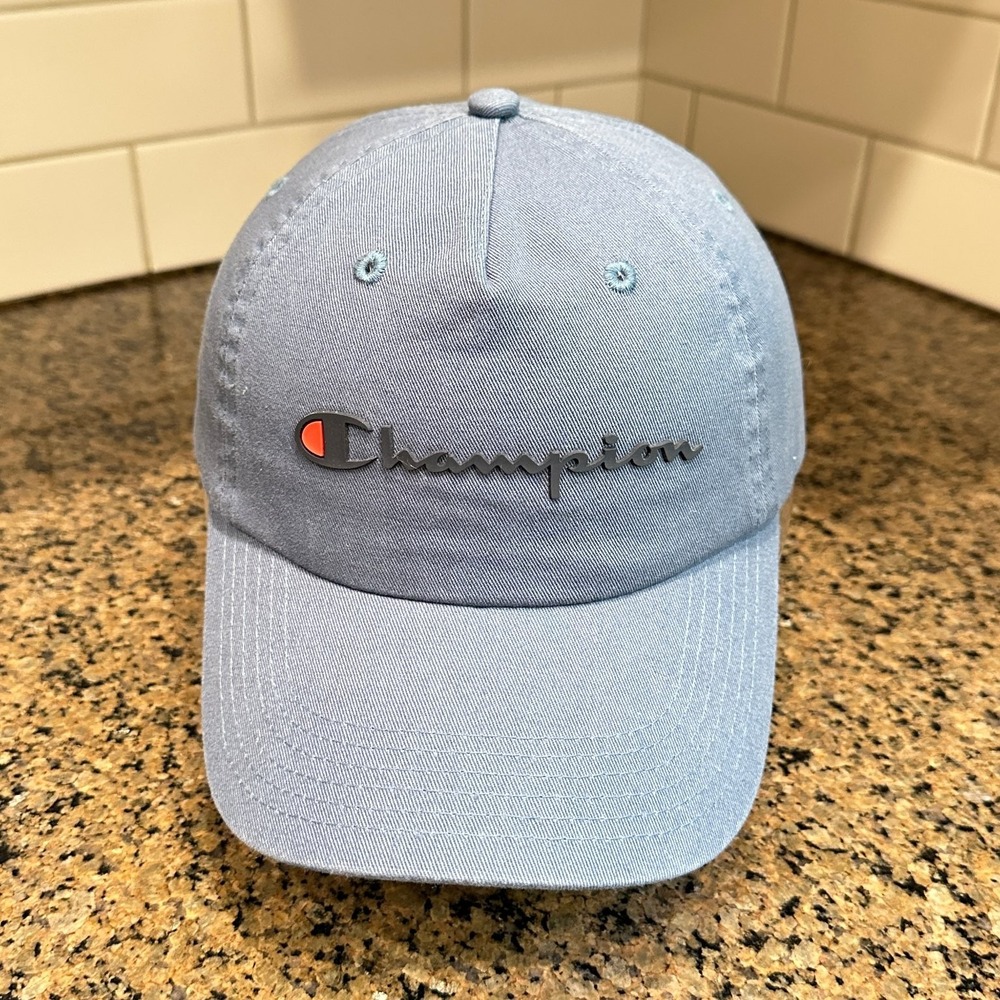 Champion Hat Baseball Cap Dad Hat Men's OSFA Adjustable Light Blue Cotton